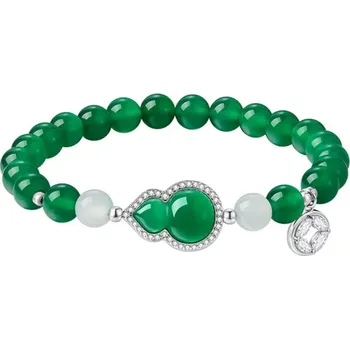 Náramek JAY Korálkový náramek Yu - 6 mm achát, symbol malé tykve JAY-9208-ZS51192 Zelená 16 cm