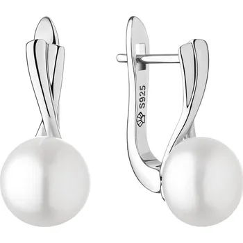 Náušnice Gaura Pearls Stříbrné náušnice s bílou řiční perlou Eleanor, stříbro 925/1000 SK21362EL/W Bílá