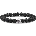 Daniel Dawson Korálkový náramek Lion - 8 mm lávový kámen, chirurgická ocel NR2246/20 Černá 20 cm