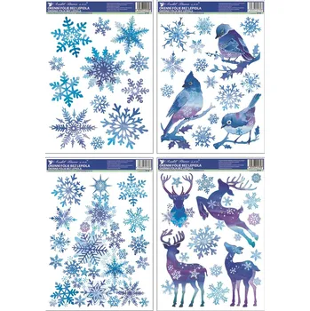 Okenní dekorace Jiné Značky Okenní fólie modré s glitry 37 x 29 cm ptáčci, stromek