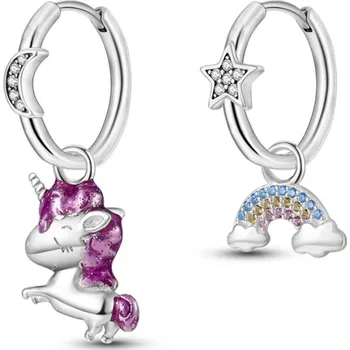 Náušnice GRACE Silver Jewellery Stříbrné náušnice Jednorožec a Duha - stříbro 925/1000 E-YFE007/137 Stříbrná
