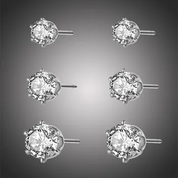 Náušnice Victoria Filippi Stainless Steel Souprava tří ocelových náušnic se zirkony Tiara - pecky NAU-E21126P-2/19 Stříbrná