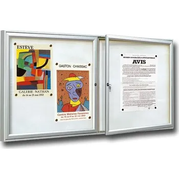 Venkovní 2 dveřová vitrína Tradition-8 x A4 - stříbrná