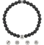 Manoki Náramek se znamením zvěrokruhu - 6 mm lávový kámen, 12 druhů BA1187SB/6 Černá 21 cm Panna (23.8. - 22.9.)