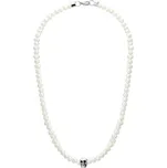 Manoki Pánský perlový náhrdelník Aronne - lebka, chirurgická ocel WA706 Stříbrná 47 cm Bílá