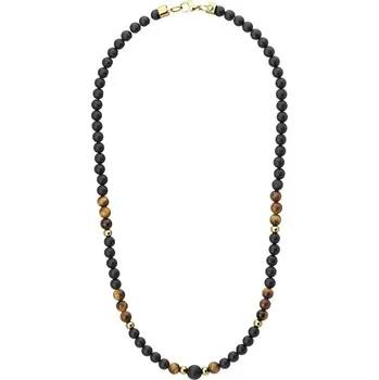 Náhrdelník Manoki Pánský korálkový náhrdelník Jaime - 6 mm tygří oko, onyx WA634GA Černá 55 cm