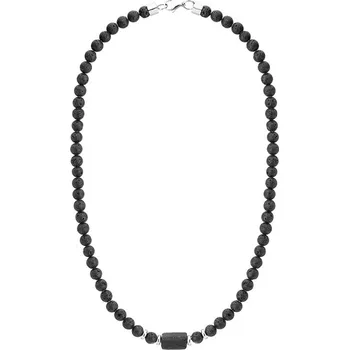 Náhrdelník Manoki Luxusní pánský náhrdelník Luciano, lávový kámen, turmalín X-WA835S/47 Stříbrná 47 cm