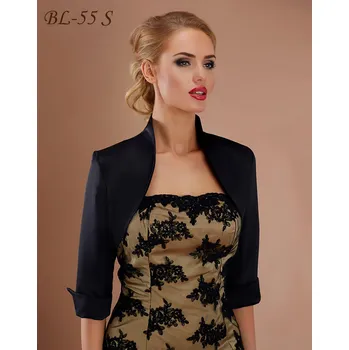 Bolerko Černé saténové bolerko na společenské šaty: BL-55, vel. 2XL, 3XL Vybraná velikost: 3XL