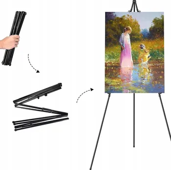 Malířský stojan MALÍŘSKÝ STOJAN TROJNOŽKA PRO MALOVÁNÍ V PŘÍRODĚ, VÝSTAVNÍ STOJAN 160 CM (63")