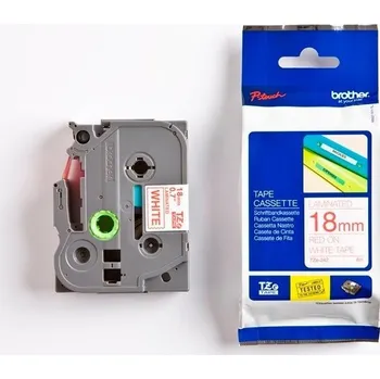 Pásek do tiskárny Brother TZ-242 / TZe-242, 18mm x 8m, červený tisk / bílý podklad