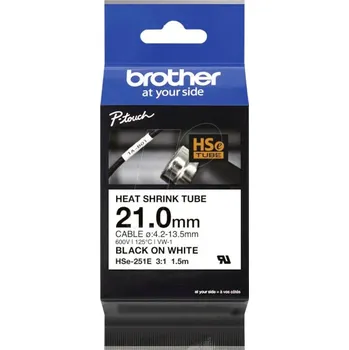 Pásek do tiskárny Brother HSe-251E Pro Tape, 21 mm x 1.5 m, černý tisk / bílý podklad , originální páska