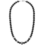 Manoki Korálkový náhrdelník s lebkou Ethan - řecký meandr, černý onyx X-WA670B/55 Černá 55 cm