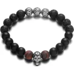Daniel Dawson Luxusní náramek Simón - vesuvianite, lávový kámen, achát NR2097/21 Černá 21 cm