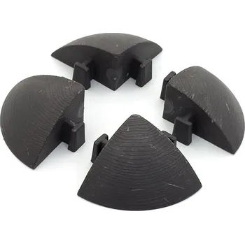 Hnědý plastový rohový nájezd pro terasovou dlažbu Linea Woodenlike - 5,4 x 5,4 x 2,5 cm, 80070038