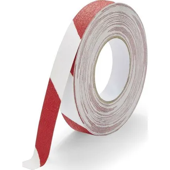 Výstražná páska Bílo-červená korundová protiskluzová páska FLOMA Hazard Standard - 18,3 x 2,5 cm tloušťka , 80081069