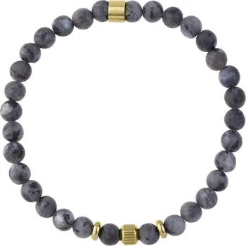 Náramek Manoki Korálkový náramek Enrico - 6 mm přírodní labradorit X-BA985GS/18 Šedá 18 cm