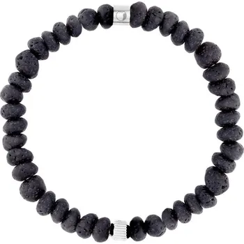 Náramek Manoki Korálkový náramek Fabio - matný lávový kámen BA988S Černá 21 cm