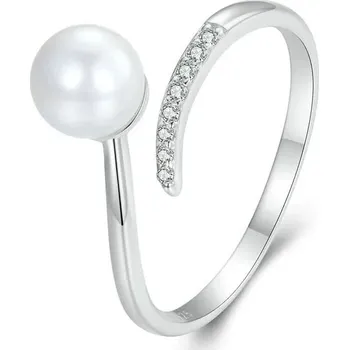 Prsten GRACE Silver Jewellery Stříbrný prsten s perlou a zirkony Ricarda, stříbro 925/1000 P-BSR497-E/22 nastavitelná Stříbrná