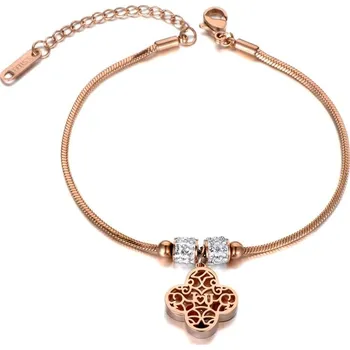 Náramek Victoria Filippi Stainless Steel Ocelový náramek Daisy Gold - čtyřlístek, chirurgická ocel NRB19120-1/26 Zlatá 18 cm + 3,5 cm (prodloužení)