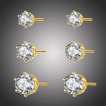 Náušnice Victoria Filippi Stainless Steel Souprava tří ocelových náušnic se zirkony Tiara Gold - pecky NAU-E21126P-1/5 Zlatá