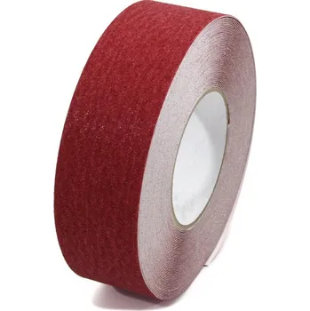 Výstražná páska Červená korundová protiskluzová páska FLOMA Standard - 18,3 x 5 cm tloušťka 0,7 mm, 80081038