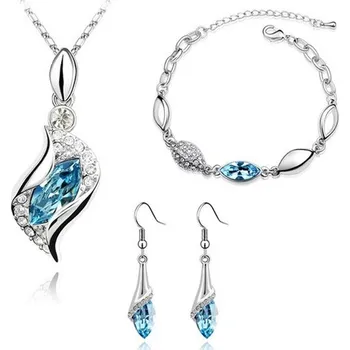 Souprava šperků Sisi Jewelry Souprava náhrdelníku, náušnic a náramku Andělské slzy Seablue SET2003-NTSET41563(1) Světle modrá 40 cm + 5 cm (prodloužení)