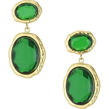 Náušnice Manoki Ocelové náušnice Meriel - zelený krystal, chirurgická ocel KA244GZ Zelená