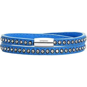 Náramek Manoki Náramek Giada přírodní kůže a chirurgická ocel BA531SN Světle modrá