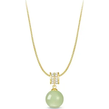 Náhrdelník JAY Stříbrný náhrdelník 10 mm Nefrit, stříbro 925/1000 JAY-9138-ZS56053 Zlatá 44 cm + 5 cm (prodloužení)