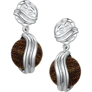 Náušnice JAY Náušnice Ursa - santalové dřevo, stříbrné zapínání JAY-9219-ZS51342 Hnědá