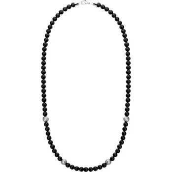 Náhrdelník Manoki Pánský korálkový náhrdelník Luigi - přírodní onyx WA704B Černá 55 cm