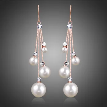 Náušnice Victoria Filippi Náušnice s perlou Sigara E0343 Bílá/čirá