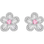 JAY Květinové náušnice s růžovým krystalem - stříbrné zapínání JAY-9117 Růžová