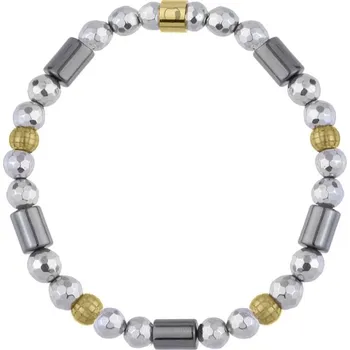 Náramek Manoki Dámský náramek Nathalie - chirurgická ocel, hematit BA1068S Zlatá 17 cm