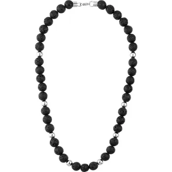Náhrdelník Manoki Pánský korálkový náhrdelník Andrés - 10 mm Lávový Kámen X-WA744S/50 Černá 50 cm