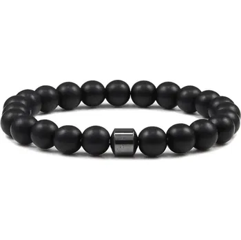 Náramek Daniel Dawson Náramek Vittorio - 8 mm achát, hematit NR2237/19 Černá 19 cm
