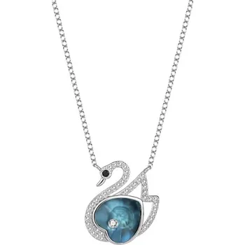 Náhrdelník GRACE Silver Jewellery Stříbrný náhrdelník Swarovski Elements Alexa - stříbro 925/1000, labuť NH-043/2 Navy 40 cm + 5 cm (prodloužení)