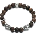 Daniel Dawson Luxusní náramek Buddha - fosilní kámen NR2098/21 Hnědá 21 cm