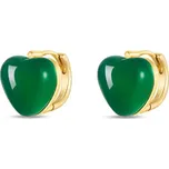 JAY Stříbrné náušnice Linging - zelený srdíčkový achát, stříbro 925/1000 JAY-9196-ZS56137(2) Zelená