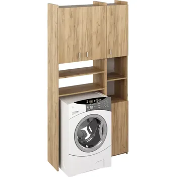 Koupelnový nábytek Skříňka nad pračku s regálem MIRALI - dub artisan - SLEVA 3% s kodem radost25