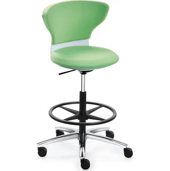 Barová židle Sedus židle turn around tu-181 vysoká bílá leštěný hliník POTAH ZÁDOVÉ OPĚRKY: Atlantic 9AT_A64089 red, TYP KOLEČEK / KLUZÁKY: plastové kluzáky