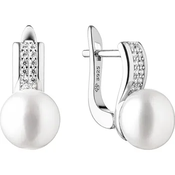 Náušnice Gaura Pearls Stříbrné náušnice s řiční perlou a zirkony Lucy, stříbro 925/1000 SK20464EL Bílá