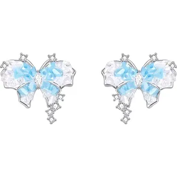 Náušnice JAY Náušnice s motivem motýlka - modré raw krystaly, stříbrné zapínání JAY-9102 Modrá