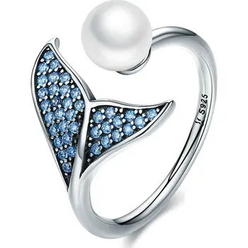 Prsten GRACE Silver Jewellery Stříbrný prsten s perlou a zirkony Ploutev, stříbro 925/1000 P-SCR286/19 nastavitelná Stříbrná