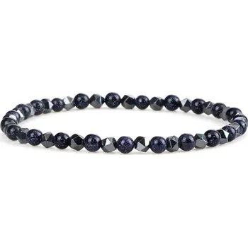Náramek Daniel Dawson Korálkový náramek Giulio 4 mm Modrý Pískovec a Hematit NR2115 Modrá 17 cm