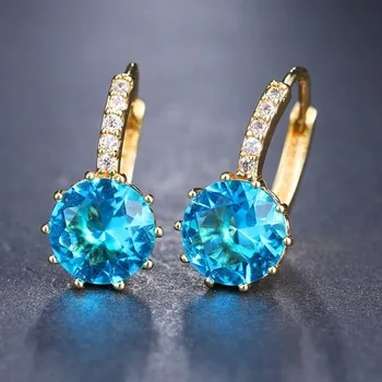 Náušnice Sisi Jewelry Náušnice Swarovski Elements Bernadette Topaz Gold E1138-ET-405J Světle modrá