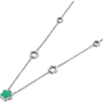 Náhrdelník Victoria Filippi Stainless Steel Náhrdelník se zeleným květem Fiora - chirurgická ocel NH-N22082P/90 Stříbrná 40 cm + 5 cm (prodloužení)