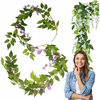 umělá květina Umělá Girlanda Popínavá Rostlina Wisteria 190 cm x 2 ks
