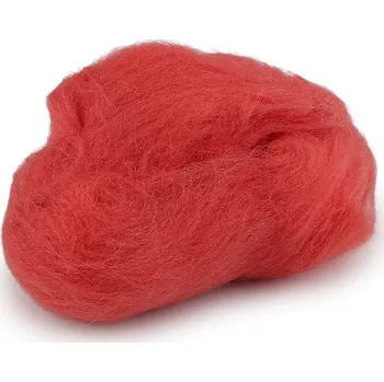 Ovčí rouno 5 g česané, barva 13 červená