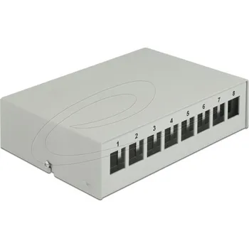 Patch panel Delock Keystone Patch Panel, 8 portů, šedý 43412